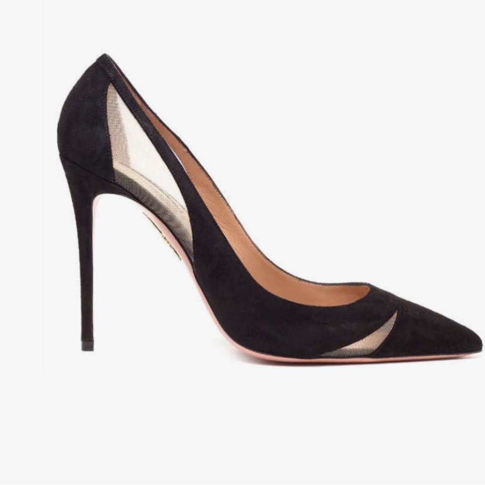Aquazzura Black Stiletto Heels with Transparent Panels